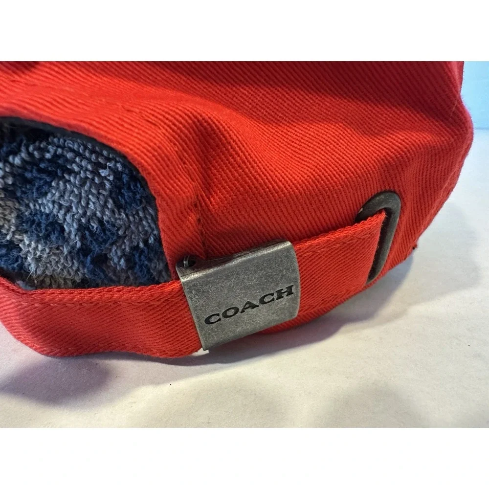 Coach Embroidered Baseball Cap Hat Red Adjustable New No Tag
